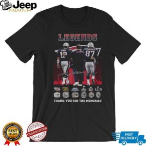 Tom Brady Rob Gronkowski Bill Belichick New England Patriots NFL Football Legends signatures shirt Tom Brady Rob Gronkowski Bill Belichick New England Patriots NFL Football Legends signatures shirt