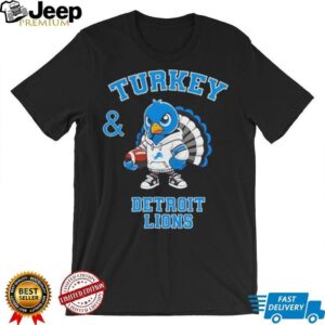 Turkey and Detroit Lions Football NFL Happy Thanksgiving shirt
