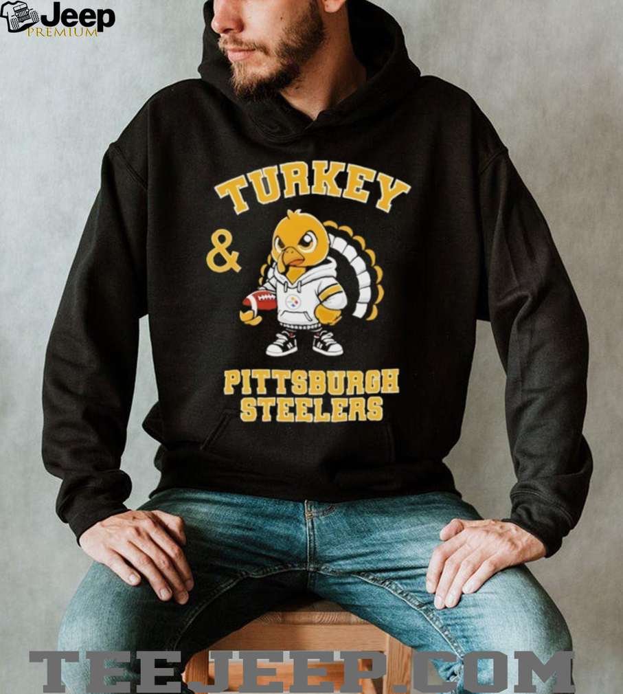 Turkey and Pittsburgh Steelers Football NFL Happy Thanksgiving shirt lifestyle shot