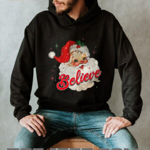 Vintage Santa Claus Believe Christmas Women Boys Girls T Shirt