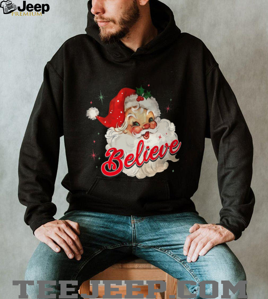 Vintage Santa Claus Believe Christmas Women Boys Girls T Shirt Vintage Santa Claus Believe Christmas Women Boys Girls T Shirt