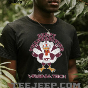 Virginia Tech Hokies Turkey Helmet Happy Thanksgiving Shirt