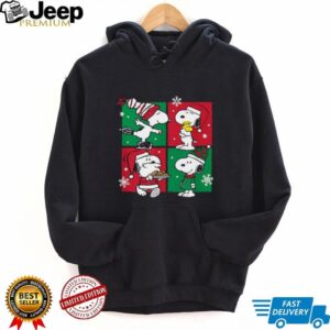 Womens Peanuts Snoopy Christmas Grid V Neck T Shirt Womens Peanuts Snoopy Christmas Grid V Neck T Shirt
