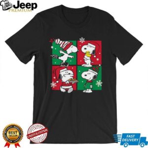 Womens Peanuts Snoopy Christmas Grid V Neck T Shirt
