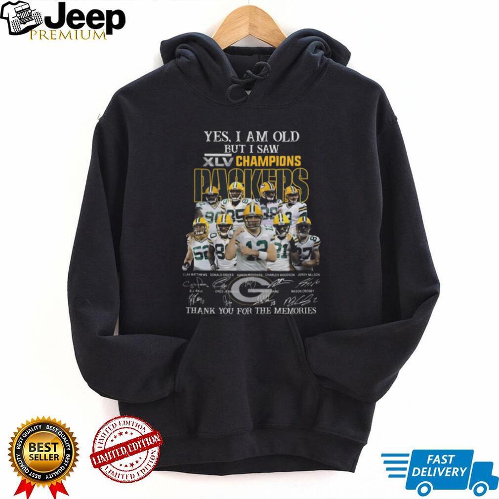 Yes I Am Old but I Saw 2010 Green Bay Packers Champions Thank You Signatures T Shirt Yes I Am Old but I Saw 2010 Green Bay Packers Champions Thank You Signatures T Shirt