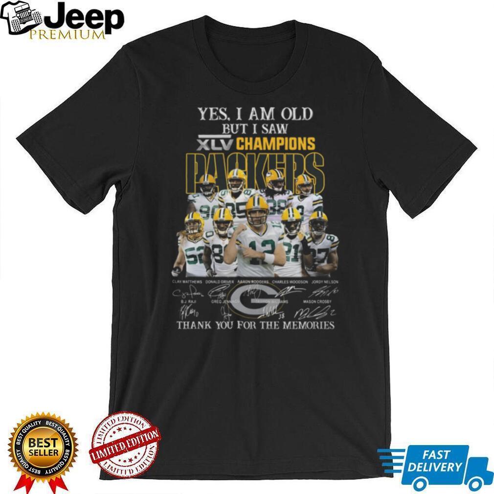 Yes I Am Old but I Saw 2010 Green Bay Packers Champions Thank You Signatures T Shirt Yes I Am Old but I Saw 2010 Green Bay Packers Champions Thank You Signatures T Shirt
