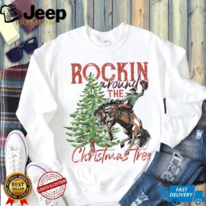 Rocking Around The Christmas Tree Santa Rock and Roll Guitar T Shirt