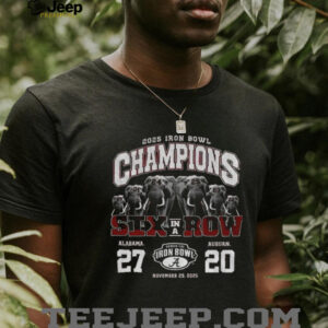 Alabama Crimson Tide Beat Auburn Tigers 2025 Iron Bowl Champions six in a row shirt Alabama Crimson Tide Beat Auburn Tigers 2025 Iron Bowl Champions six in a row shirt