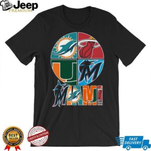All Miami Teams Dolphins, Heat, Hurricanes, Marlins Pride Tee Shirt