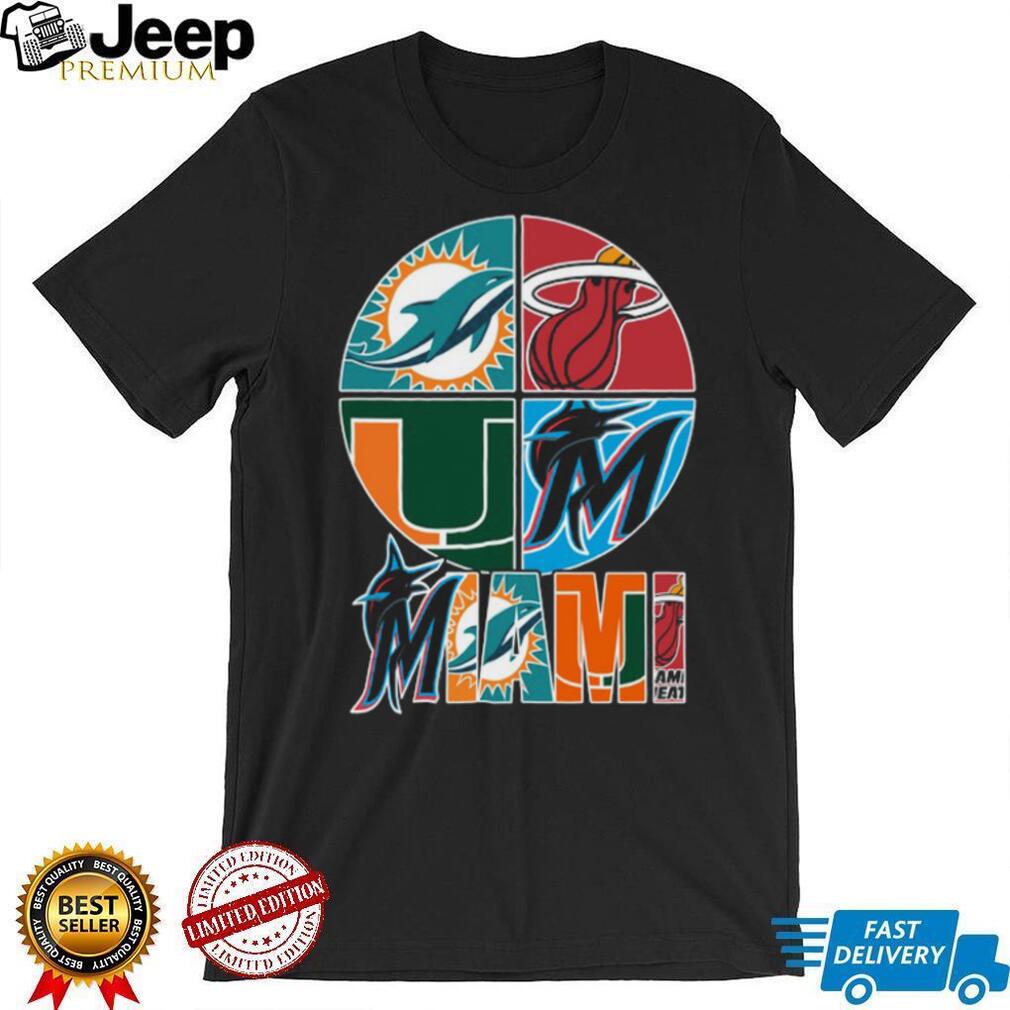 All Miami Teams Dolphins, Heat, Hurricanes, Marlins Pride Tee Shirt All Miami Teams Dolphins, Heat, Hurricanes, Marlins Pride Tee Shirt
