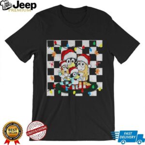 Bluey Family Santa Gingerbread checkered pattern Merry Christmas 2025 shirt Bluey Family Santa Gingerbread checkered pattern Merry Christmas 2025 shirt