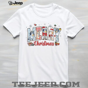 Bluey dog Santa hat winter friends Merry Christmas 2025 shirt Bluey dog Santa hat winter friends Merry Christmas 2025 shirt