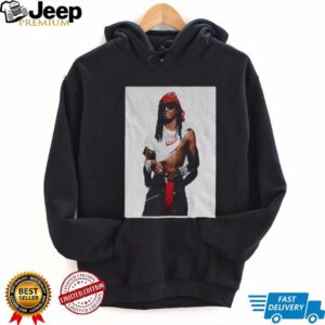 Brad Pitt wearing Playboi Carti x Supreme photo shirt