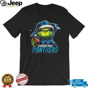 Carolina Panthers Grinch Santa Hat Football T Shirt