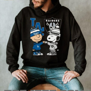 Charlie Brown & Snoopy Dodgers Raiders Fist Bump T Shirt Charlie Brown & Snoopy Dodgers Raiders Fist Bump T Shirt