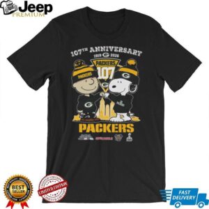 Charlie Brown & Snoopy Green Bay Packers 107th Anniversary Super Bowl T Shirt