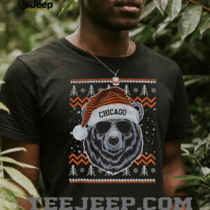 Chicago Bears mascot Santa hat Football NFL Game Day Christmas shirt