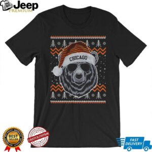Chicago Bears mascot Santa hat Football NFL Game Day Christmas shirt