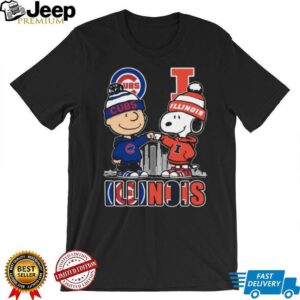 Chicago Cubs & Illinois Illini Snoopy & Charlie Brown T Shirt