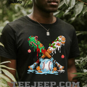 Christmas Baseball Ice Cream Drip Candy Game Day Boys Kids T Shirt