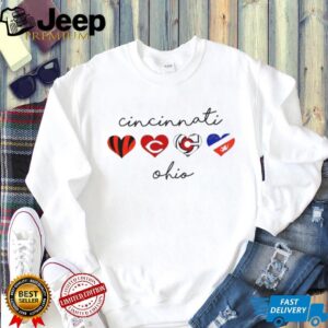 Cincinnati Hearts Sports teams graphic Reds Bengals FCC Cyclones shirt