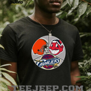 Cleveland Cavaliers Browns Guardians 3 Teams Sports Circle Logo Shirt
