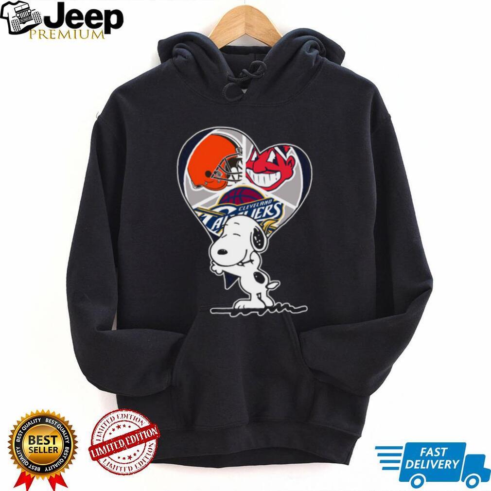 Cleveland Sports Teams Snoopy Heart Graphic T Shirt Cleveland Sports Teams Snoopy Heart Graphic T Shirt