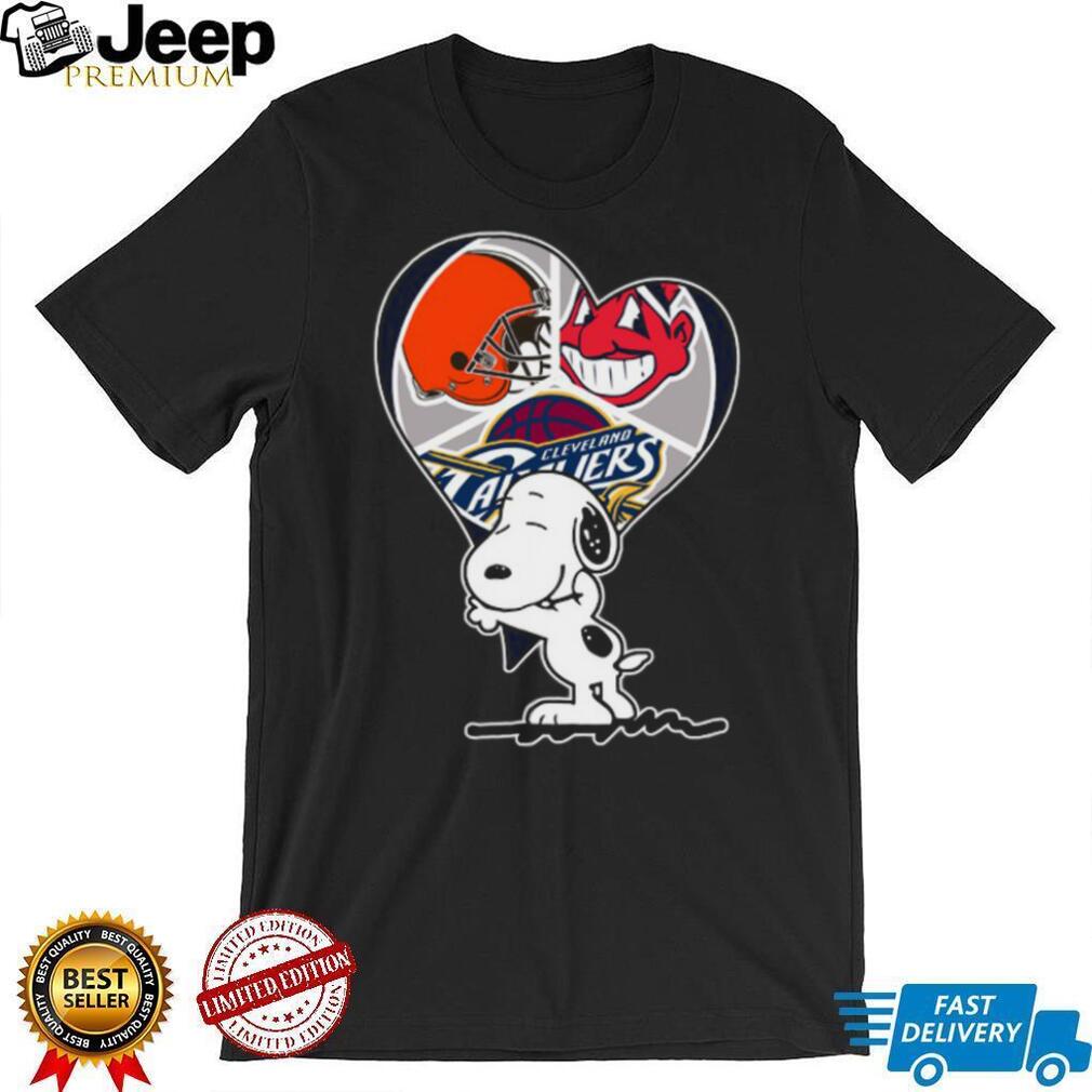 Cleveland Sports Teams Snoopy Heart Graphic T Shirt Cleveland Sports Teams Snoopy Heart Graphic T Shirt