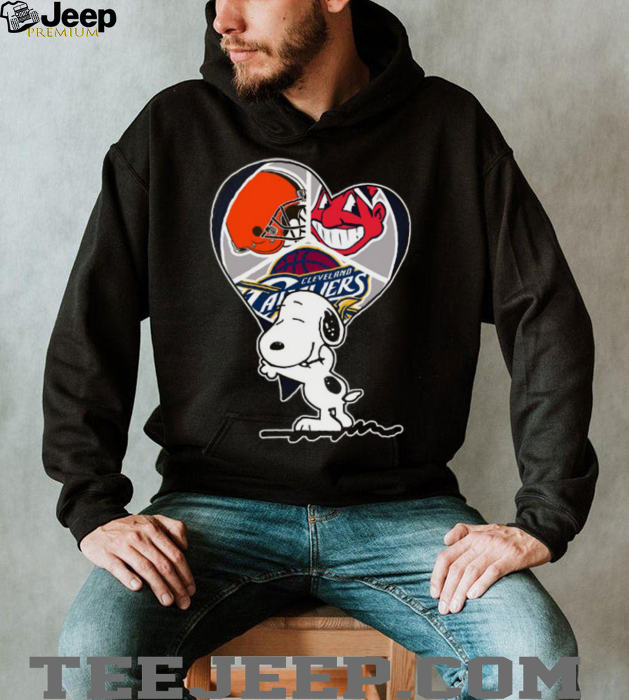 Cleveland Sports Teams Snoopy Heart Graphic T Shirt Cleveland Sports Teams Snoopy Heart Graphic T Shirt
