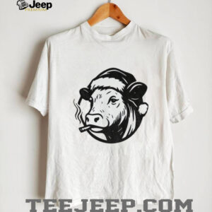 Cow Santa hat Bah Humbug Merry Christmas shirt