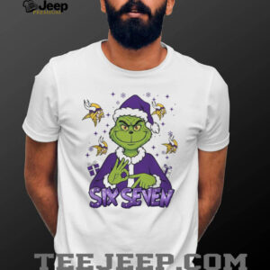 Custom Name & Number Grinch Minnesota Vikings Christmas T Shirt