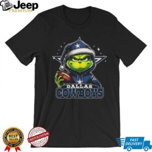 Dallas Cowboys Grinch Santa Hat Football T Shirt