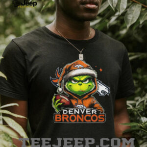 Denver Broncos Grinch Santa Hat Football T Shirt Denver Broncos Grinch Santa Hat Football T Shirt