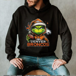 Denver Broncos Grinch Santa Hat Football T Shirt