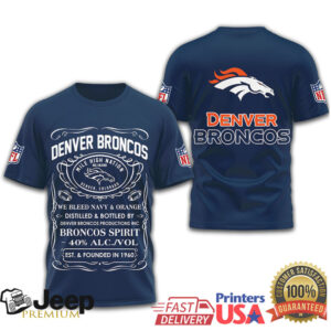 Denver Broncos Official NFL Whiskey 3D Shirt