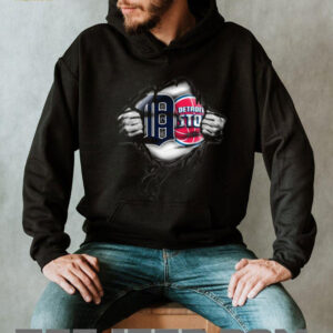Detroit Basketball Team Logo Ripped Chest Graphic Shirt