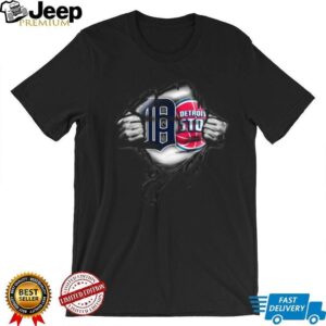 Detroit Basketball Team Logo Ripped Chest Graphic Shirt