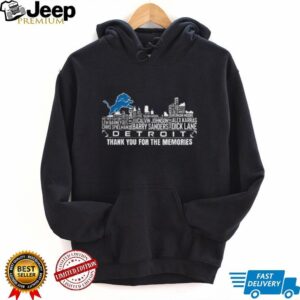 Detroit Lions City Skyline All Name of Legends Thank You for the Memories T Shirt