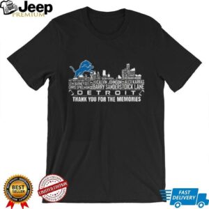 Detroit Lions City Skyline All Name of Legends Thank You for the Memories T Shirt