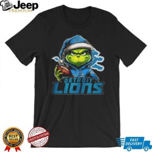 Detroit Lions Grinch Santa Hat Football T Shirt