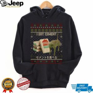 Funny I Eat Cement Cat Meme Ugly Xmas Sweater Japanese Text Sweatshirt