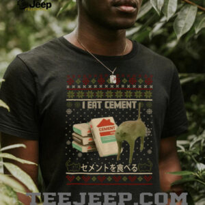 Funny I Eat Cement Cat Meme Ugly Xmas Sweater Japanese Text Sweatshirt