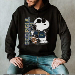 Georgia Tech Yellow Jackets Peanuts Snoopy Red Baron SS Black Shirt