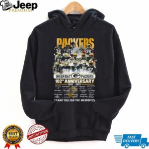 Green Bay Packers 102nd Anniversary (1919 2021) Signatures T Shirt Green Bay Packers 102nd Anniversary (1919 2021) Signatures T Shirt