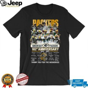 Green Bay Packers 102nd Anniversary (1919 2021) Signatures T Shirt