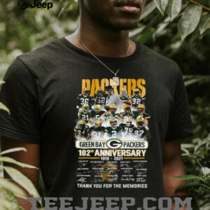 Green Bay Packers 102nd Anniversary (1919 2021) Signatures T Shirt