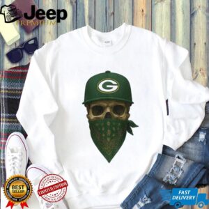 Green Bay Packers Skull wearing bandana mask NFL shirt