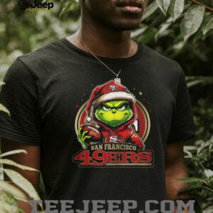 Grinch San Francisco 49ers Grinch Santa Hat Football T Shirt Grinch San Francisco 49ers Grinch Santa Hat Football T Shirt
