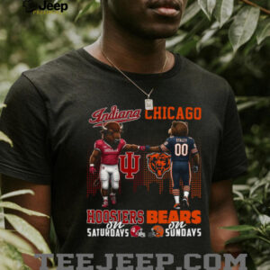 Indiana Hoosiers & Chicago Bears Split Mascot T Shirt Indiana Hoosiers & Chicago Bears Split Mascot T Shirt