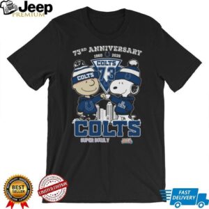 Indianapolis Colts 73rd Anniversary 1960 2026 Snoopy and Charlie Brown High Five T Shirt